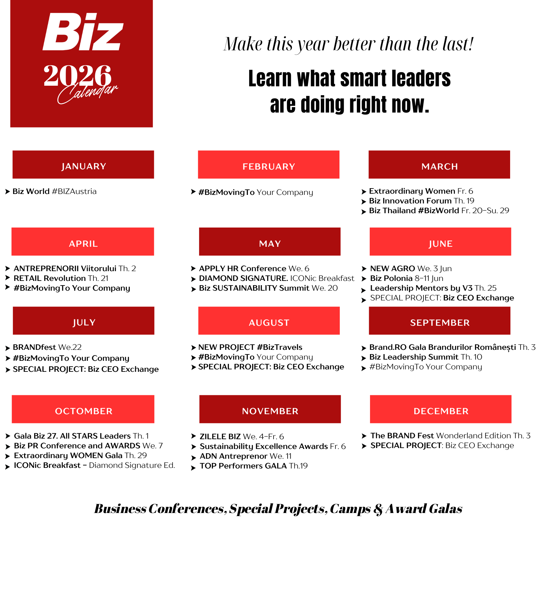 Evenimente Revista Biz CALENDAR 2025 BIZ HC 15