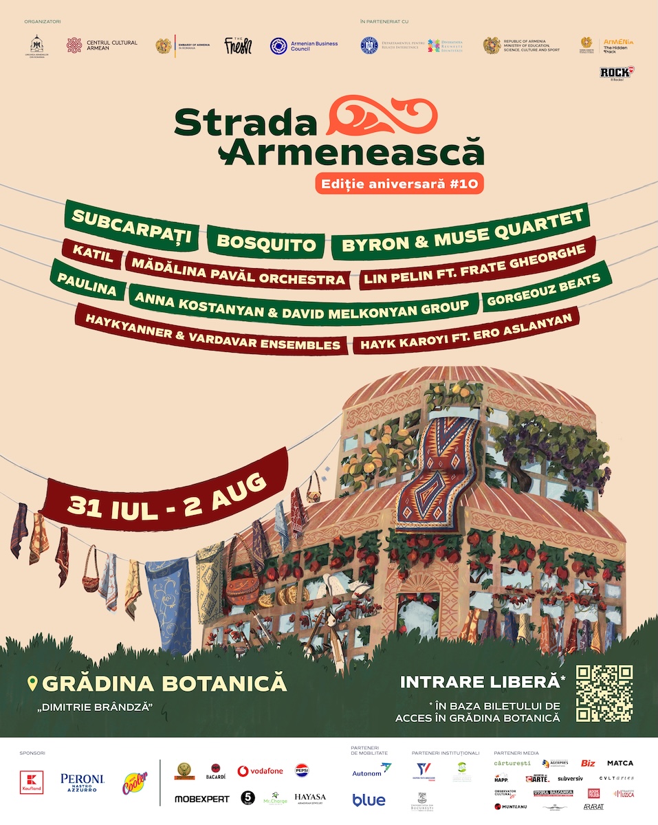 Festivalul Strada Armenească celebrează 10 ediții între 31 iulie și 2 august în Grădina Botanică din București 1 Festivalul Strada Armeneasca 2026 artisti
