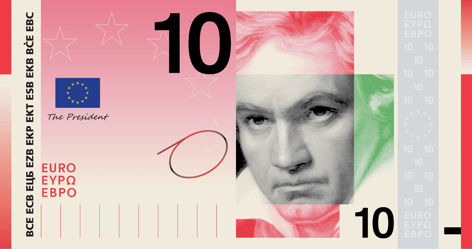 Noile bancnote Euro. Banca Europeană Centrală prezintă propunerile selectate pentru Euro 76 banknote design proposal a 10 front
