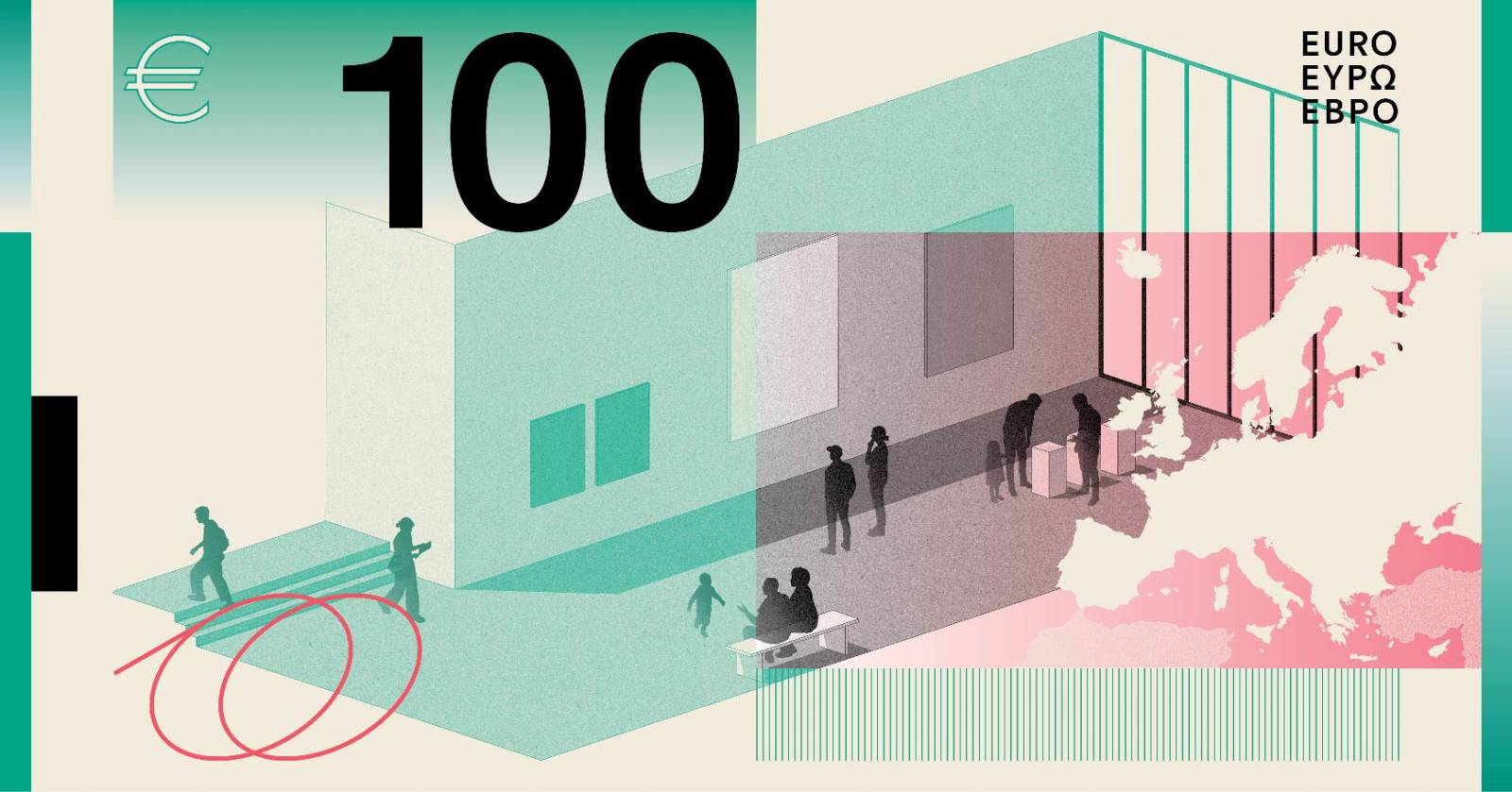 Noile bancnote Euro. Banca Europeană Centrală prezintă propunerile selectate pentru Euro 60 banknote design proposal a 100 back