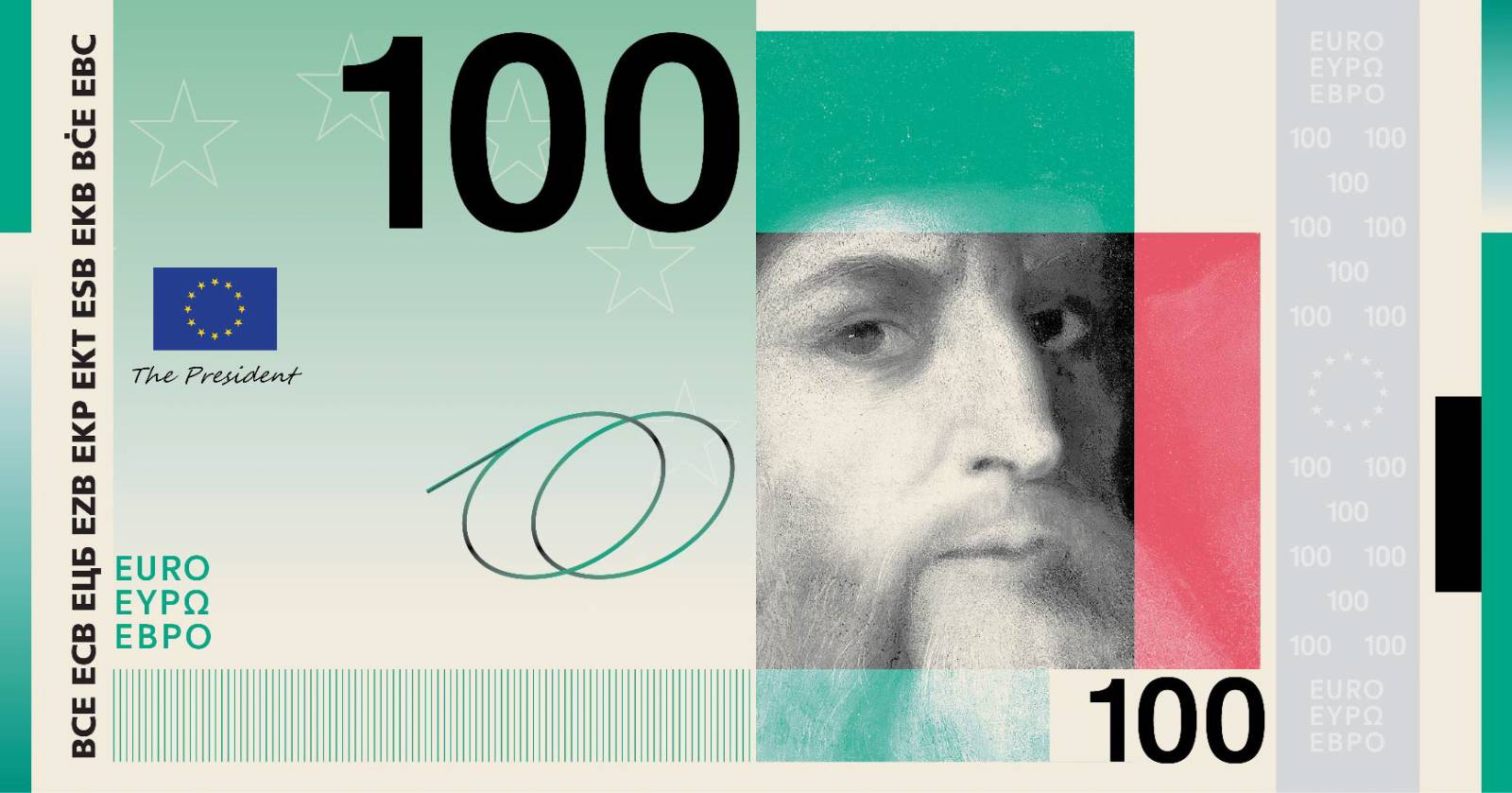 Noile bancnote Euro. Banca Europeană Centrală prezintă propunerile selectate pentru Euro 77 banknote design proposal a 100 front