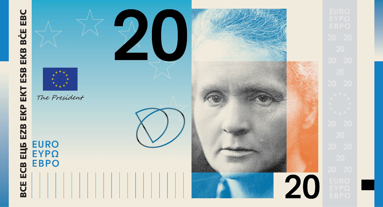 Noile bancnote Euro. Banca Europeană Centrală prezintă propunerile selectate pentru Euro 1 banknote design proposal a 20 front