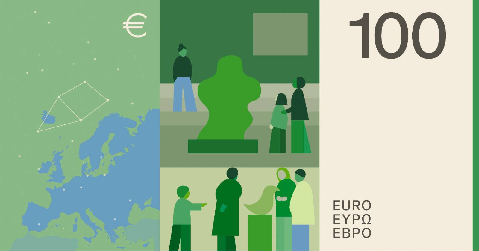 Noile bancnote Euro. Banca Europeană Centrală prezintă propunerile selectate pentru Euro 51 banknote design proposal c 100 back