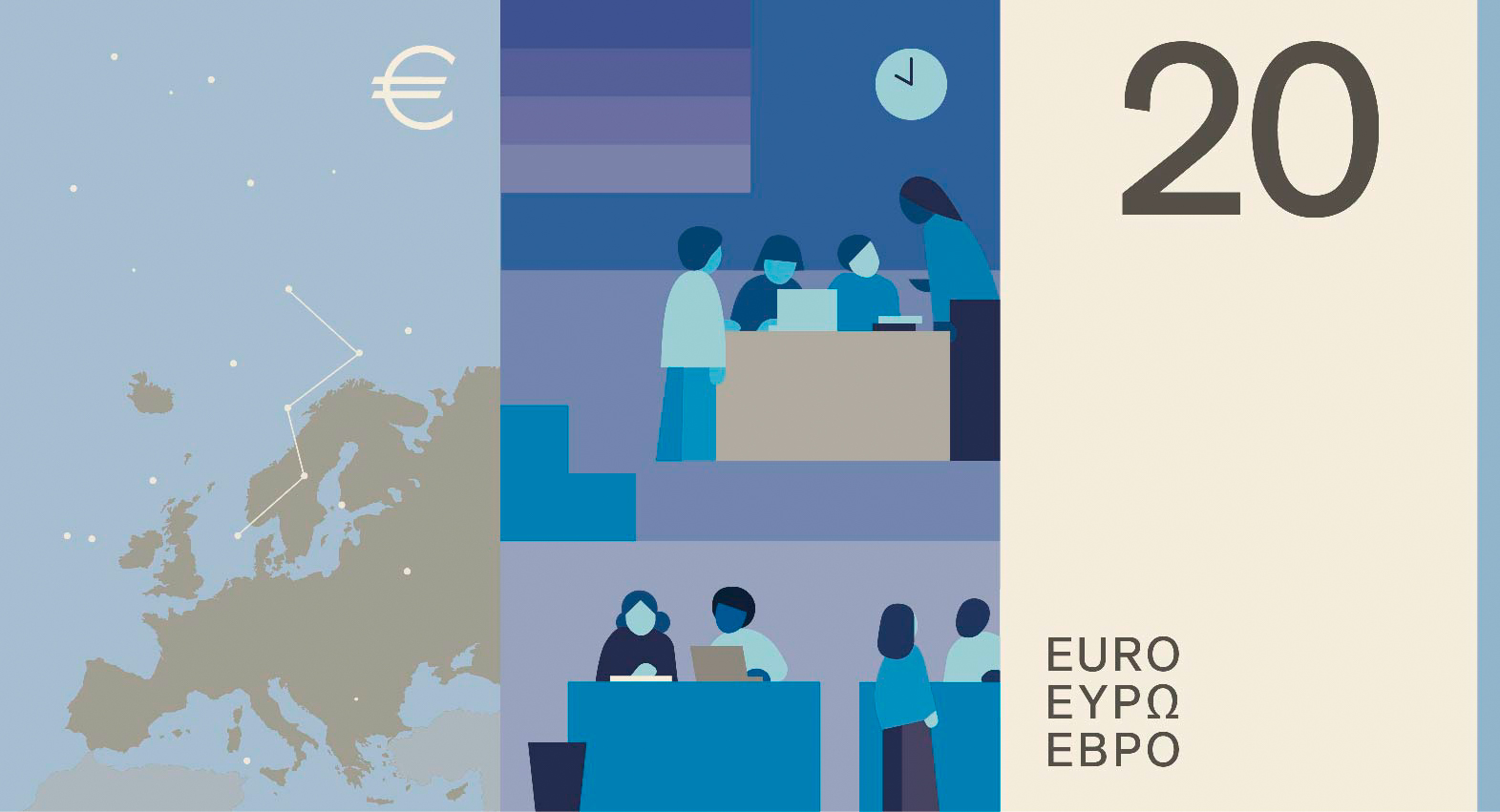 Noile bancnote Euro. Banca Europeană Centrală prezintă propunerile selectate pentru Euro 83 banknote design proposal c 20 back