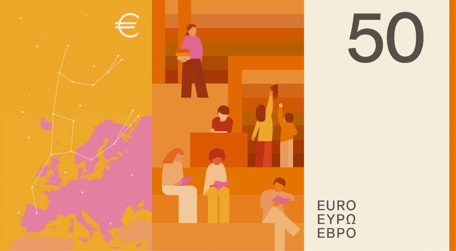 Noile bancnote Euro. Banca Europeană Centrală prezintă propunerile selectate pentru Euro 85 banknote design proposal c 50 back