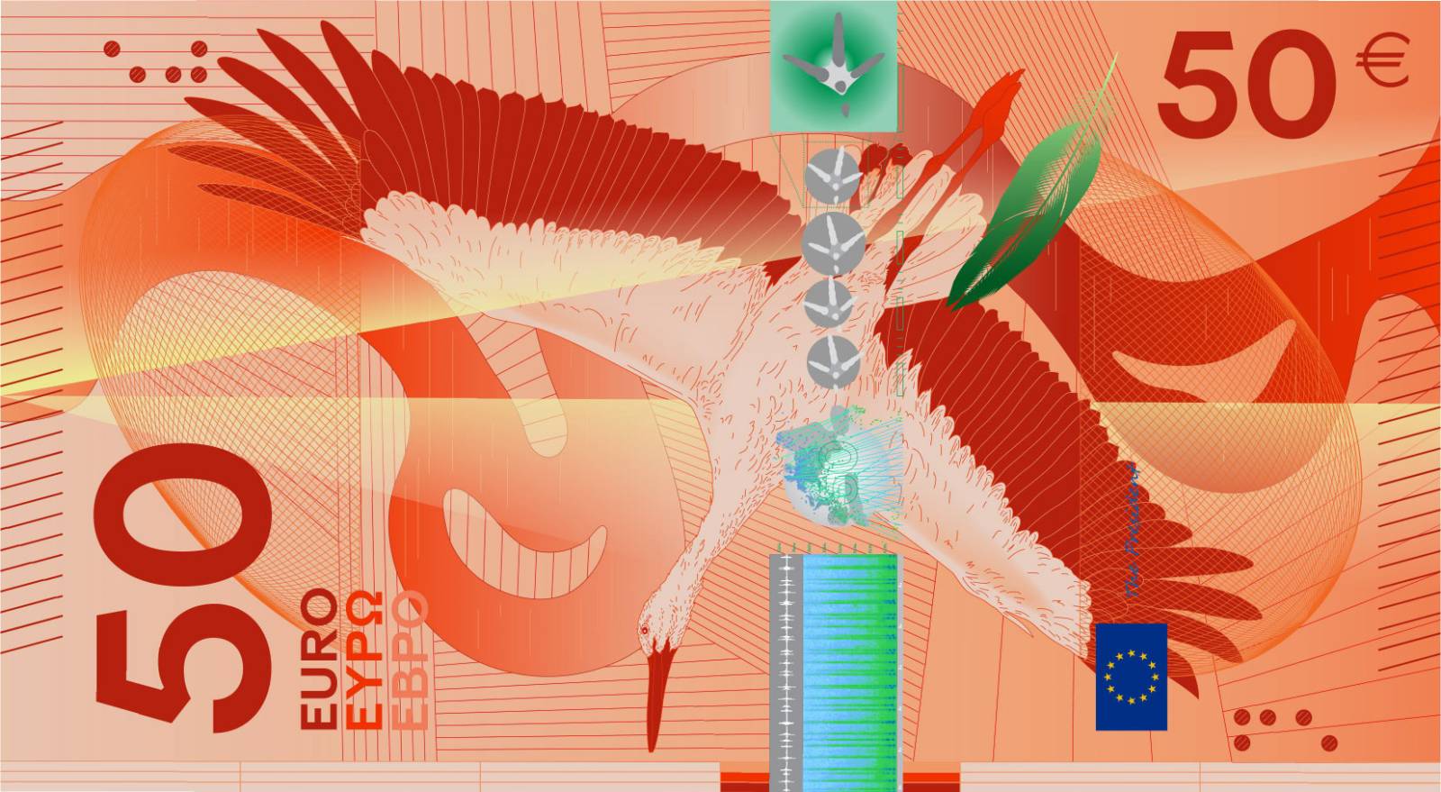 Noile bancnote Euro. Banca Europeană Centrală prezintă propunerile selectate pentru Euro 66 banknote design proposal d 50 front