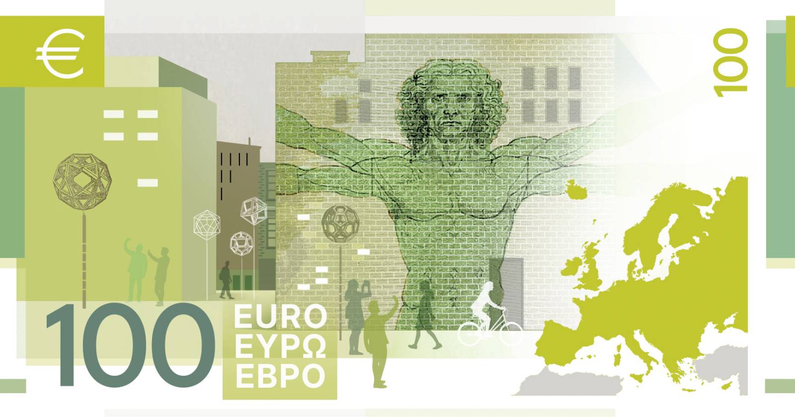 Noile bancnote Euro. Banca Europeană Centrală prezintă propunerile selectate pentru Euro 94 banknote design proposal e 100 back