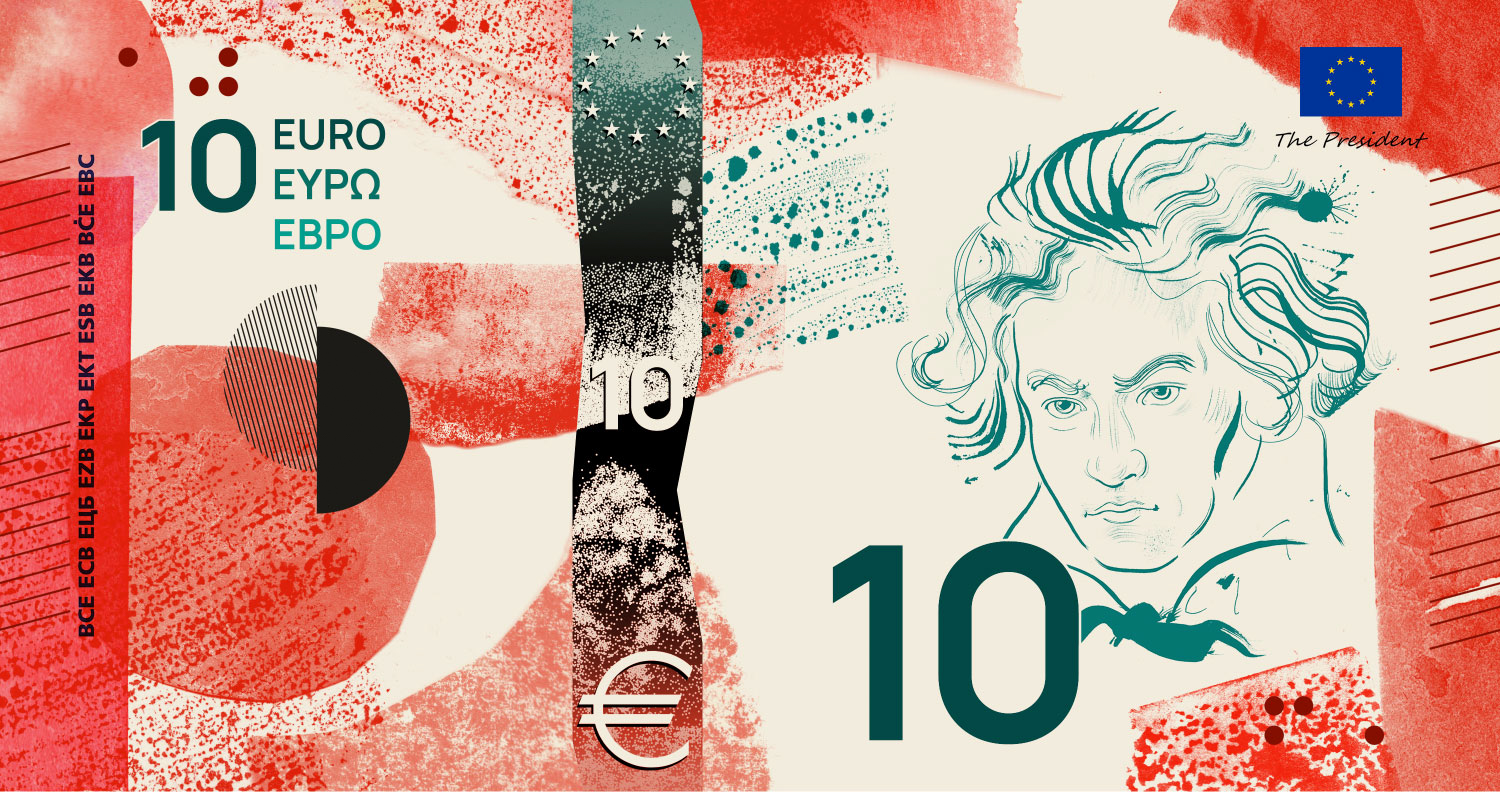Noile bancnote Euro. Banca Europeană Centrală prezintă propunerile selectate pentru Euro 38 banknote design proposal f 10 front