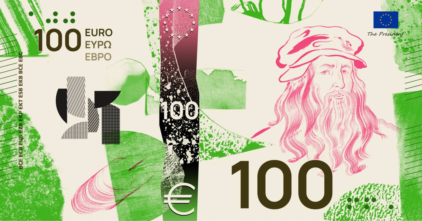 Noile bancnote Euro. Banca Europeană Centrală prezintă propunerile selectate pentru Euro 74 banknote design proposal f 100 front