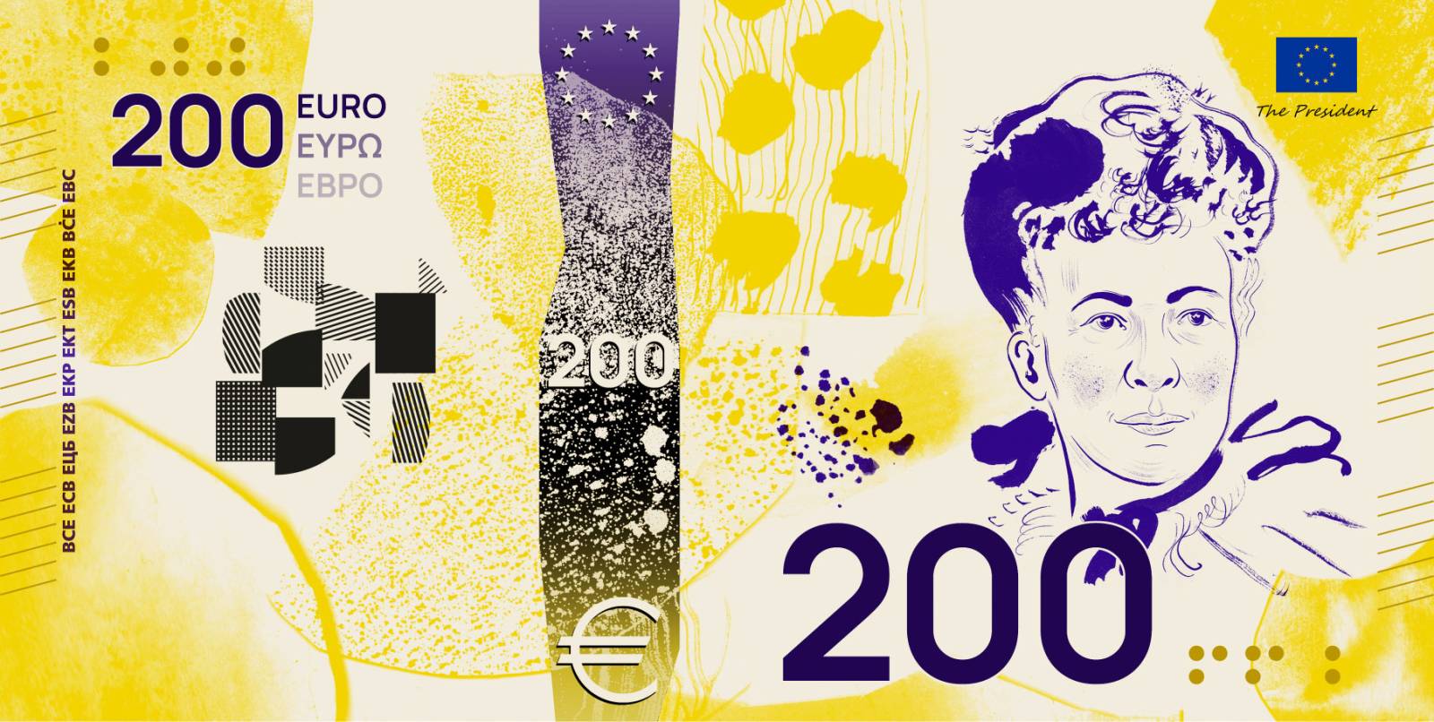 Noile bancnote Euro. Banca Europeană Centrală prezintă propunerile selectate pentru Euro 99 banknote design proposal f 200 front