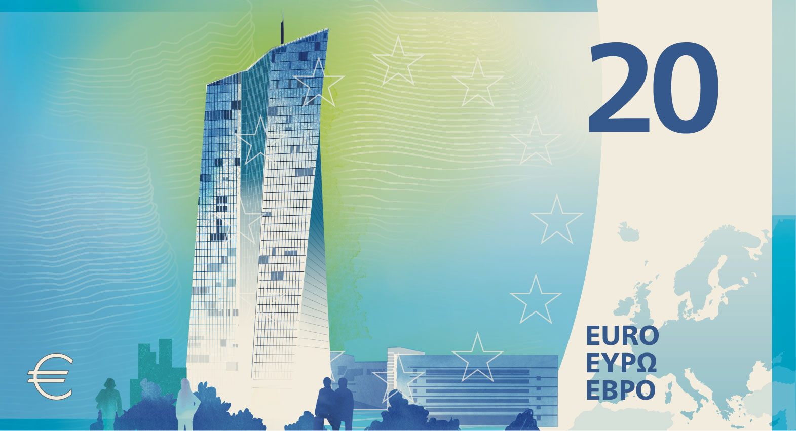 Noile bancnote Euro. Banca Europeană Centrală prezintă propunerile selectate pentru Euro 103 banknote design proposal h 20 back