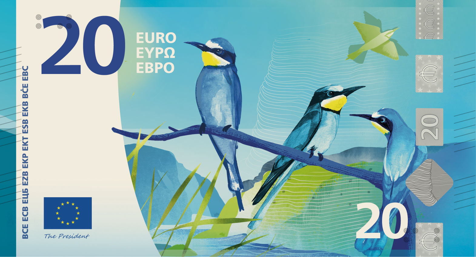 Noile bancnote Euro. Banca Europeană Centrală prezintă propunerile selectate pentru Euro 104 banknote design proposal h 20 front