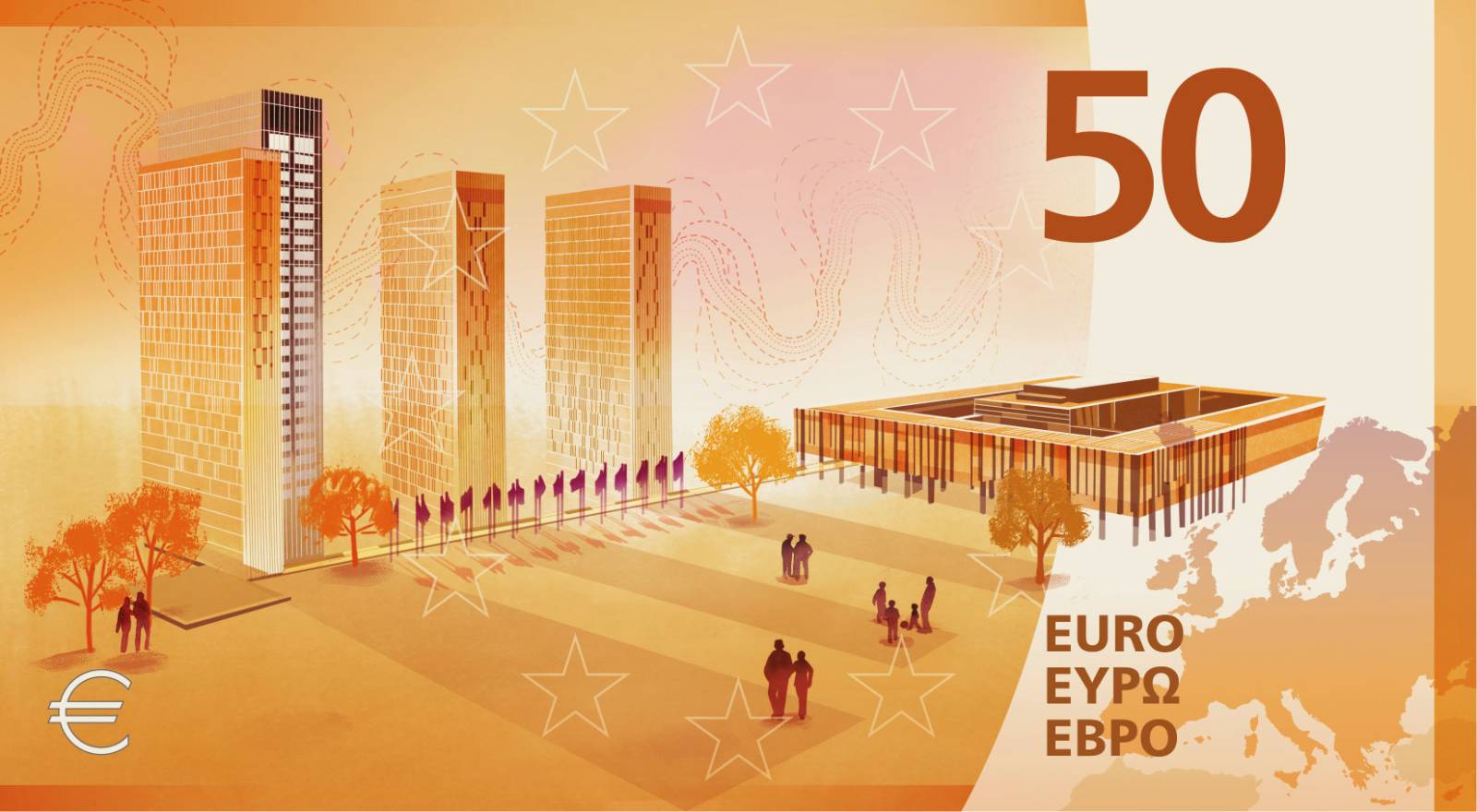 Noile bancnote Euro. Banca Europeană Centrală prezintă propunerile selectate pentru Euro 8 banknote design proposal h 50 back