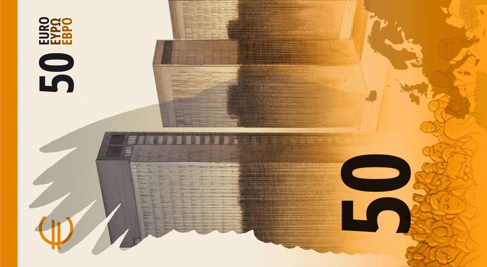 Noile bancnote Euro. Banca Europeană Centrală prezintă propunerile selectate pentru Euro 49 banknote design proposal j 50 back