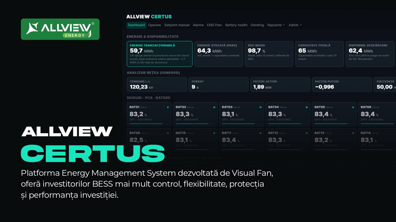 Allview lansează Allview Certus, o platformă de management al bateriilor instalate în rețeaua națională 1 Allview Energy lanseaza Allview Certus
