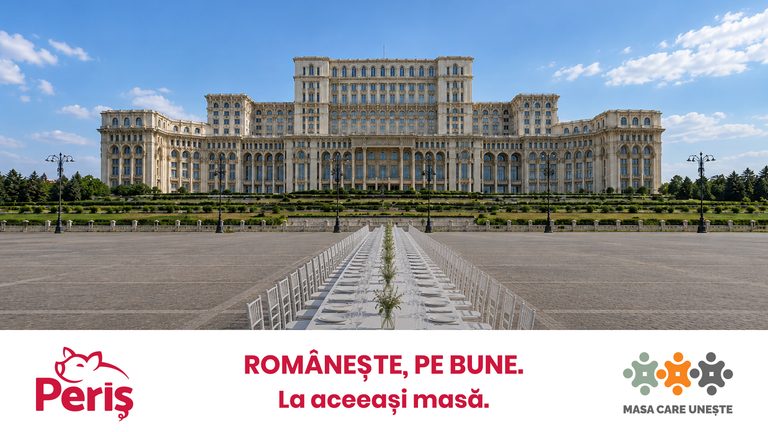CP – Abatorul Peris sustine „Masa Care Uneste. 20.000 de oameni se vor aseza la aceeasi masa in centrul Bucurestiului pentru o cauza sociala si un nou record mondial