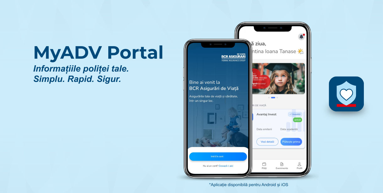 BCR Asigurări de Viață Vienna Insurance Group lansează aplicația mobilă MyADV Portal 1 MyADV Portal