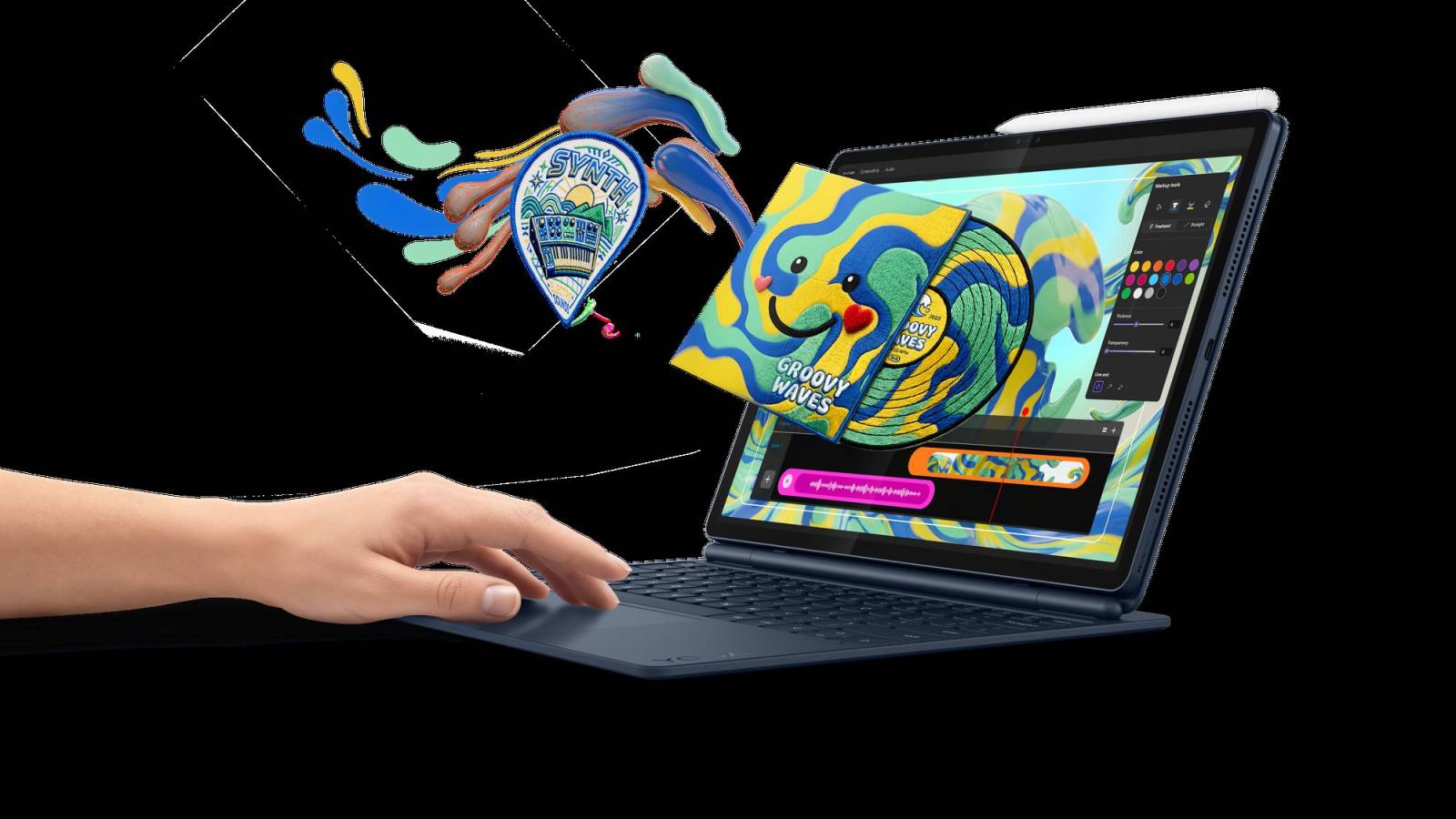 Lenovo își extinde portofoliul Yoga cu noi PC-uri și tablete cu AI, concepute pentru creatori 3 10 Yoga Tab Plus Gen 2 Mojito KB Cosmic Blue Trackpad